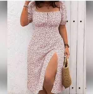 SHEIN Puff Sleeve Midi Sundress.
